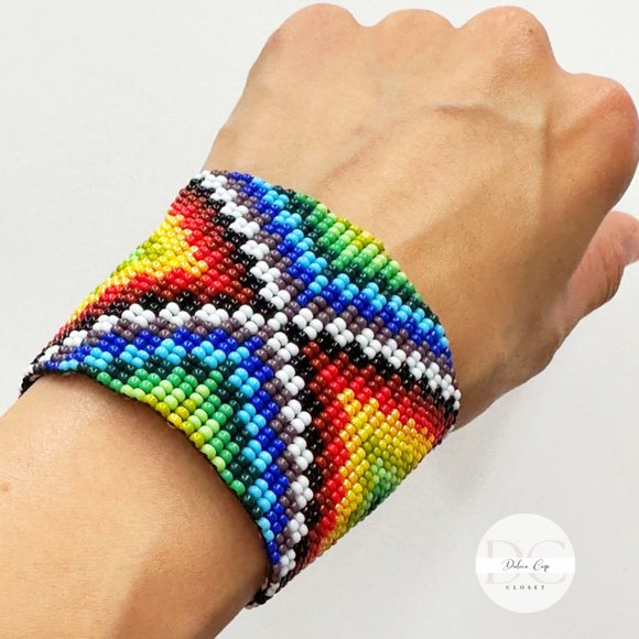 NEW Mexican Huichol, Bracelet, Art Beaded Jewelry Handmade - Picture 1 of 5